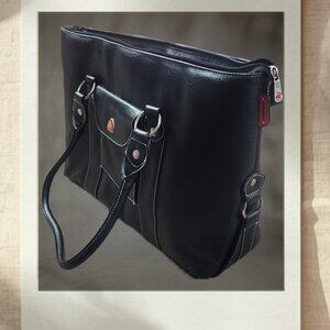 BHPC Luxury Black Leather Briefcase | Laptop Bag | Business Travel Messenger Bag